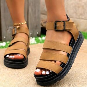 Stylish Tan Strappy Sandals